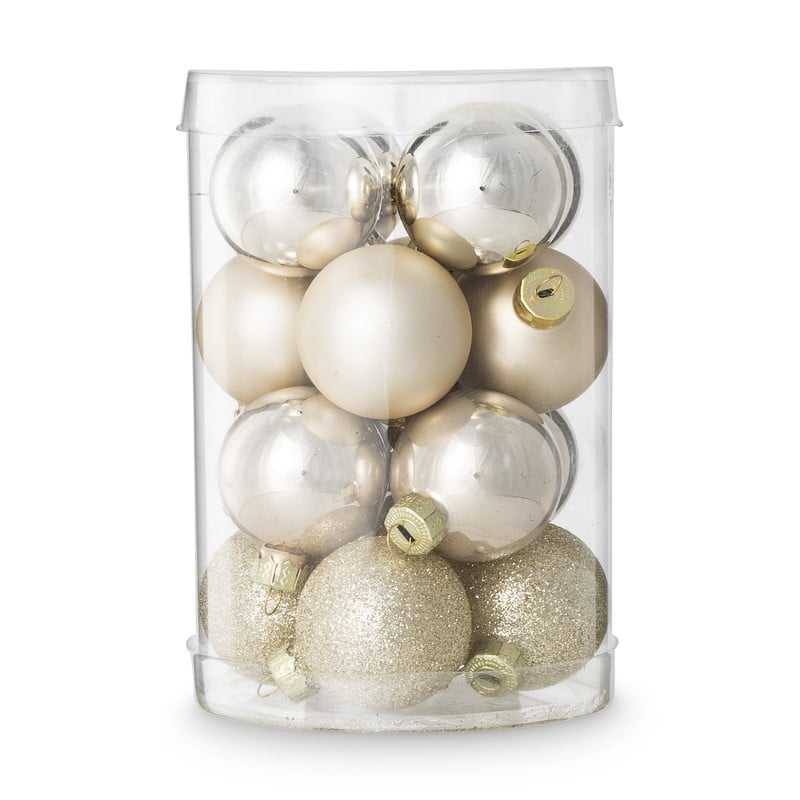 Box met kerstballen - goudkleurig - ø4 cm - set van 16